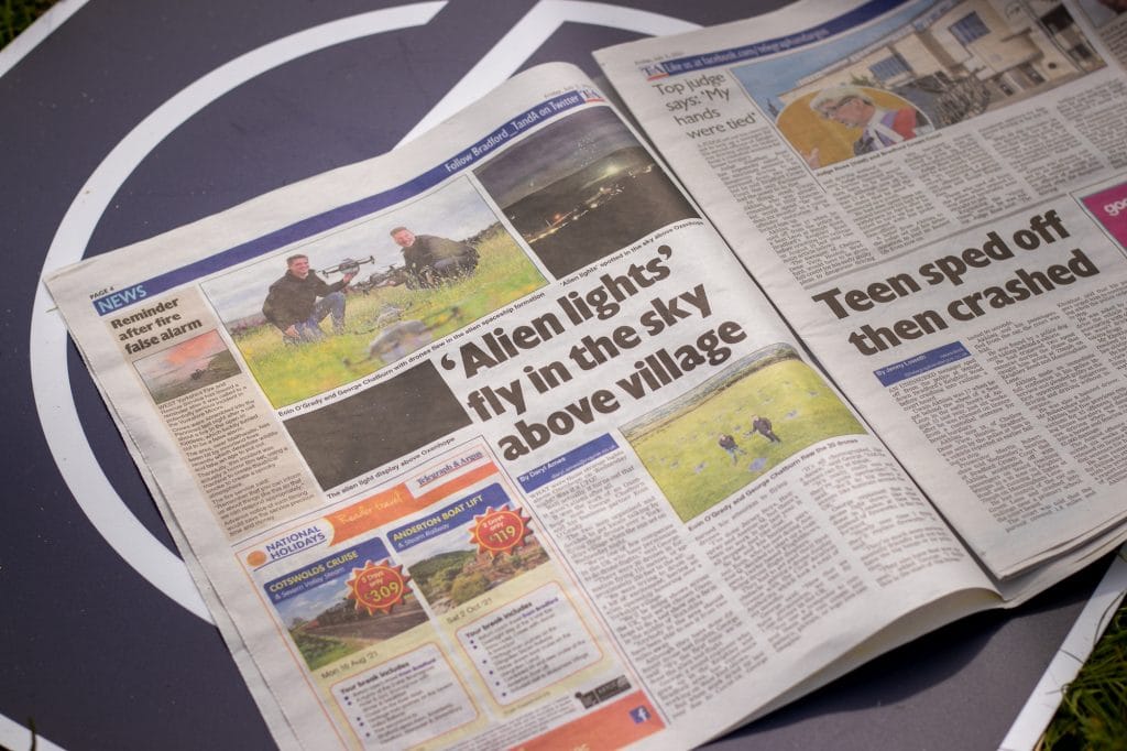 Argus & Telegraph report on drones as UFOS